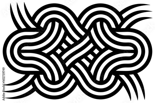 Intricate black and white interlocking pattern silhouette
