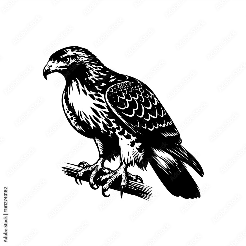 Obraz premium Hawk perched on a branch