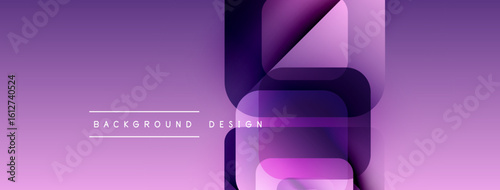 Abstract purple gradient background. Overlapping squares create modern design. Text reads background design. Minimalist aesthetic, smooth transitions.