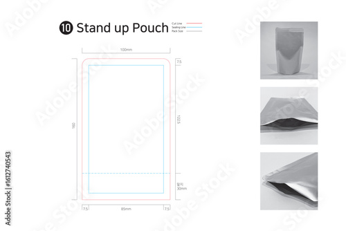 P3_10. A self standing pouch that can be safely erected for coffee, beverages, liquid soups, sauces, and marinade packaging. Stand up Pouch.