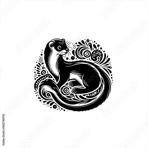 Ferret with ornate pattern