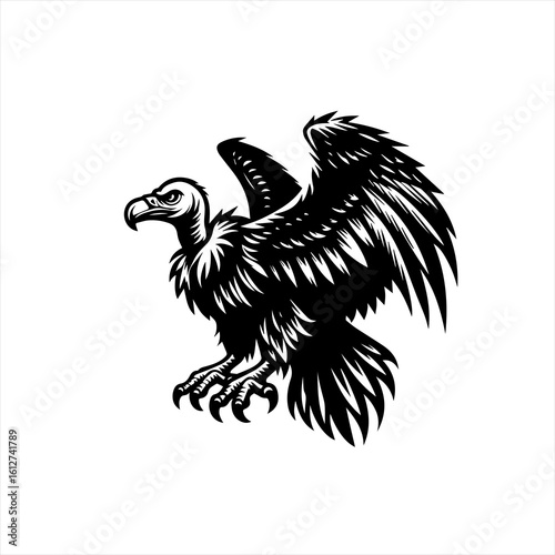Vulture with spread wings