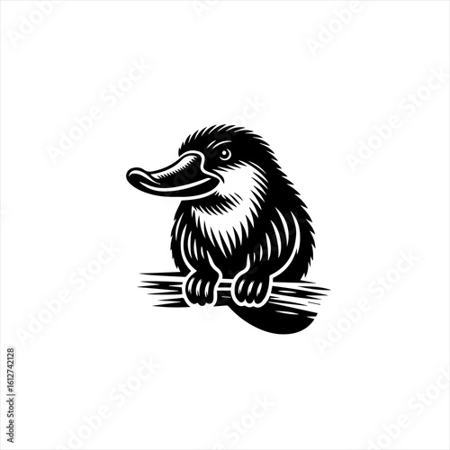 A platypus sitting on a branch