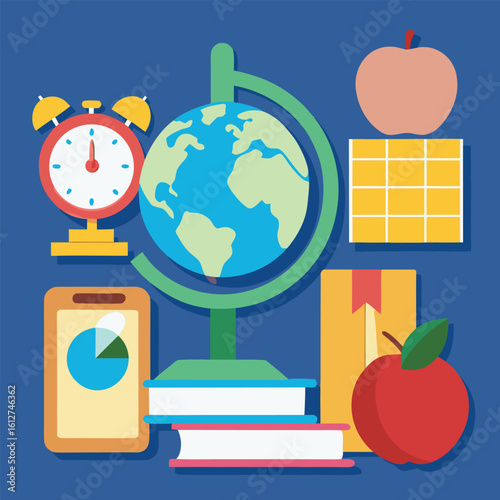 Educational School Supplies with Globe and Books