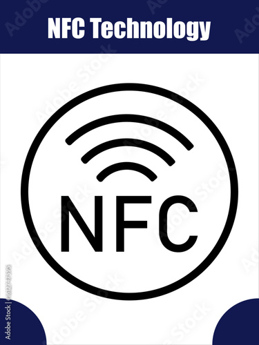 NFC Technology Logo Badge Icon – Wireless Symbol Circle Design for Contactless Communication and Digital Data Transfer.