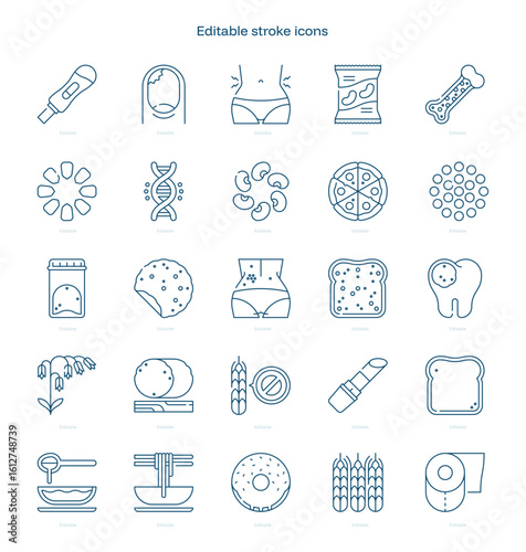 Celiac stroke icon. Celiac line icon set. editable stroke icon pack