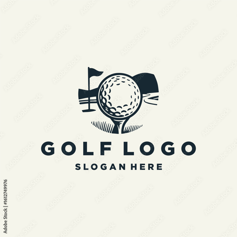 Obraz premium Golf logo vector icon illustration style