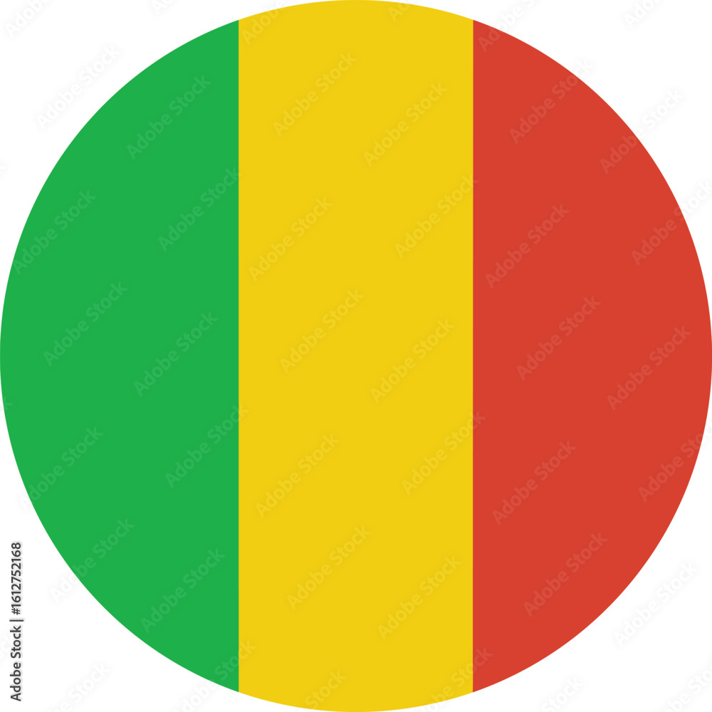 Fototapeta premium Mali Flag Circle Icon National Symbol