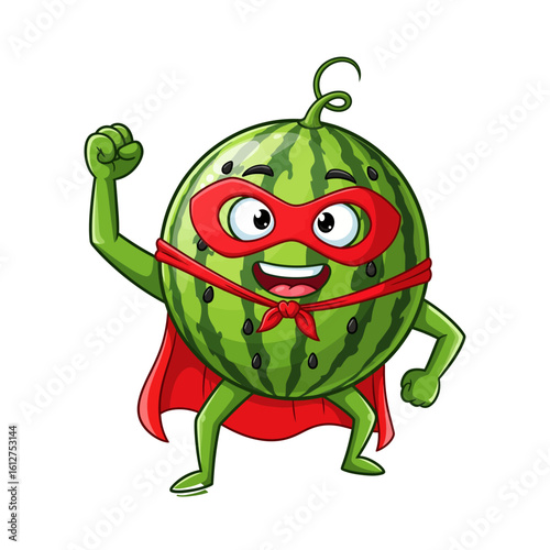 Superhero Watermelon Cartoon Posing illustration