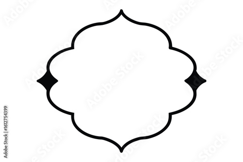 Black ornate arabesque frame with floral elements and diamond shapes decoration