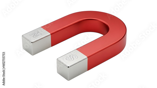 Red horseshoe magnet science experiment physics education tool magnetic field demonstration equipment 100mm on transparent background