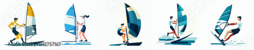 vector of a person playing sailing on sea