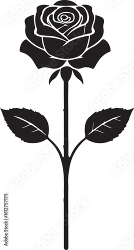 Minimalist black silhouette of a phoenix rising isolated on transparent background