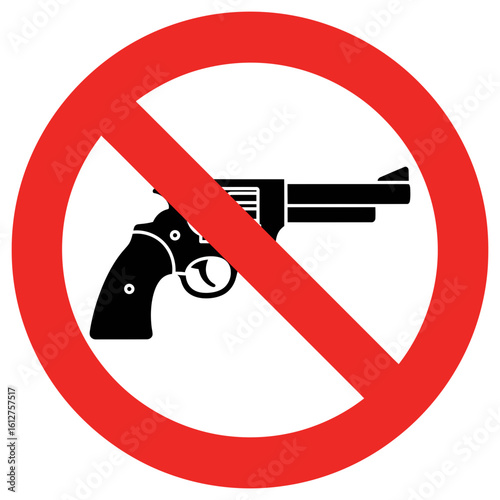 No firearms allowed sign, gun control concept illustration on white background.