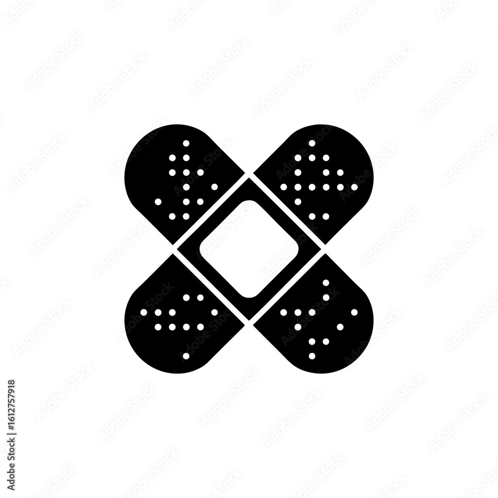 Adhesive bandage plaster medical care treatment silhouette vector illustration Adhesive bandage plaster medical care treatment silhouette vector illustration