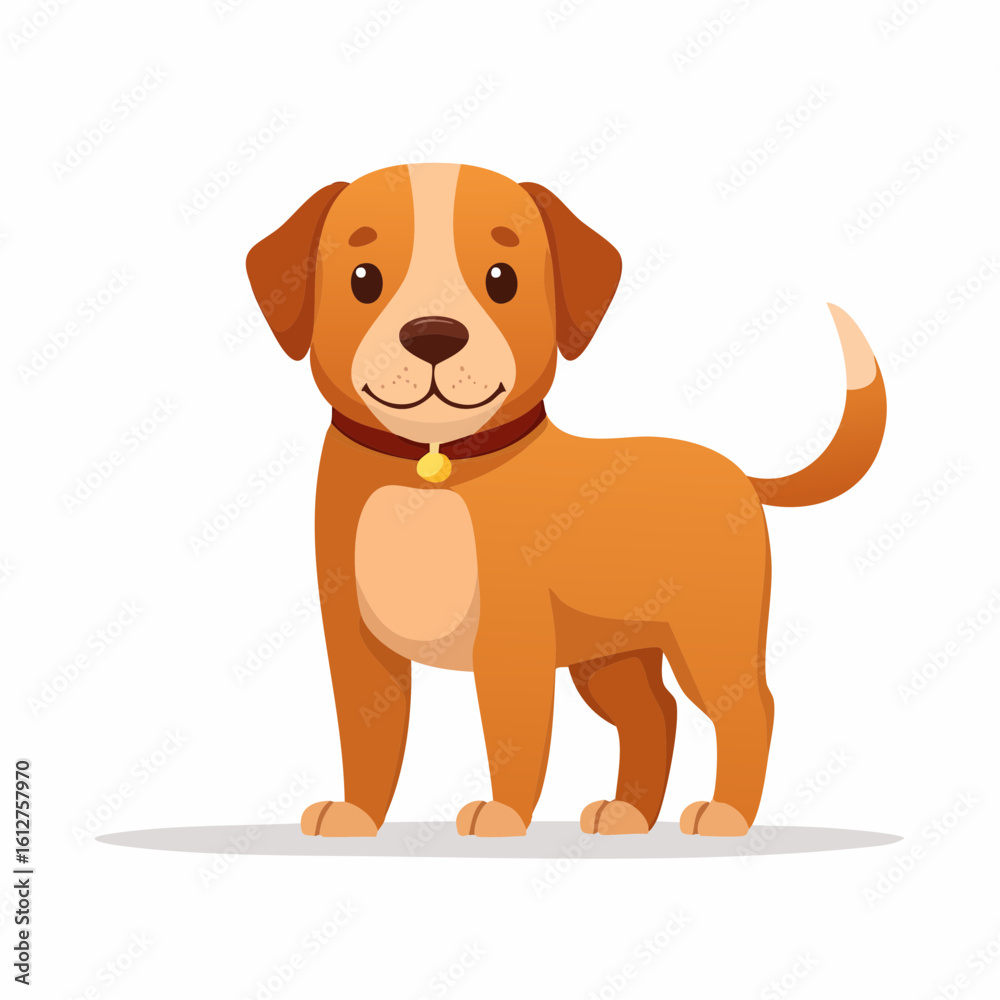 Adorable cartoon dog portrait, charming puppy with collar on white background, studio shot Adorable cartoon dog portrait, charming puppy with collar on white background, studio shot
