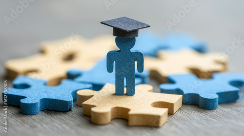Graduation Cap Puzzle Piece for Education Theme