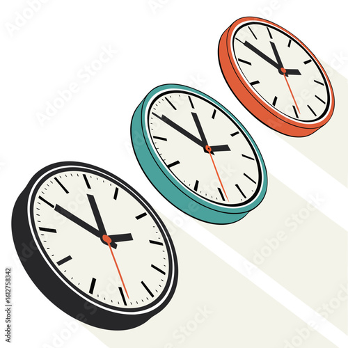 a group of clocks with different hands