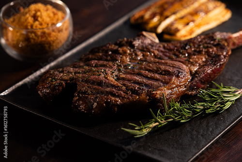 Grilled Tomahawk Steak with Rosemary and Halloumi Cheese – Gourmet Plate