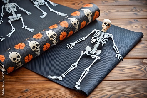 Spooky Skull & Skeleton Halloween Gift Wrap Paper