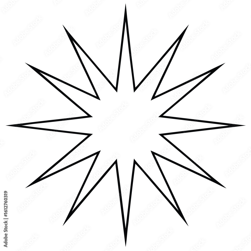 Obraz premium Abstract geometric starburst shape with sharp points and a central void