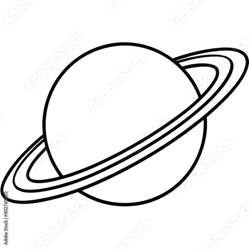 Simple line drawing of a ringed planet like saturn