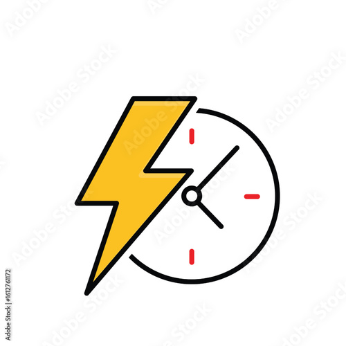 Free Download Flash Sale icon. E-Commerce and Promo. Lightning bolt symbol with clock. End of year, sale, buy. Mixed design style. - GFXLoad