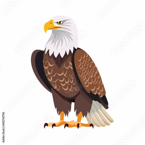 Majestic Bald Eagle Cartoon Illustration, Representing Freedom and American National Symbol