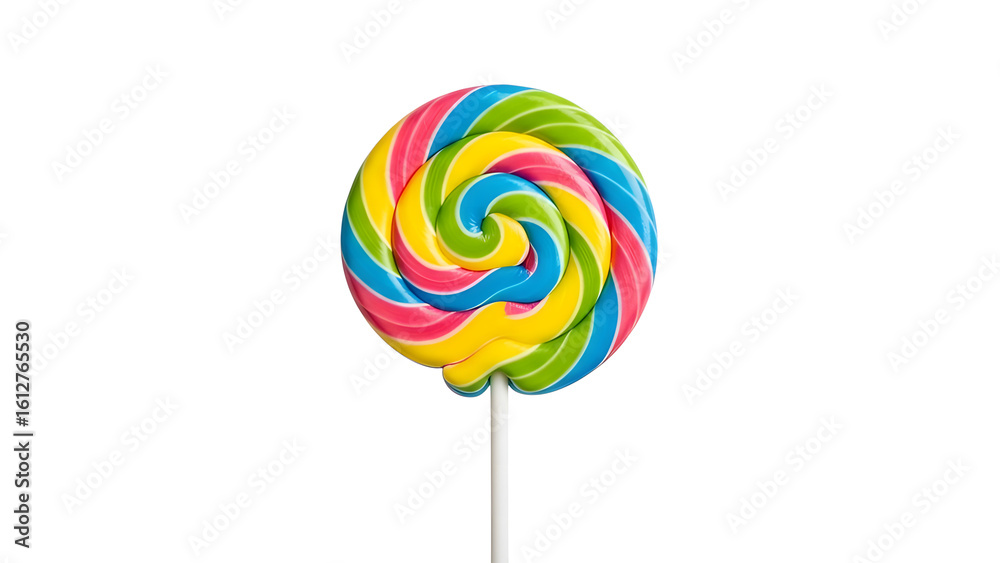 Colorful swirl lollipop candy on stick isolated sweet treat confectionery sugar rainbow bright delicious food on transparent background Colorful swirl lollipop candy on stick isolated sweet treat confectionery sugar rainbow bright delicious food on transparent background