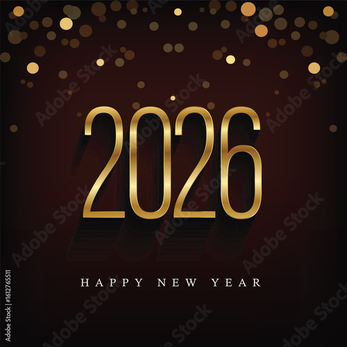 2026 Happy new year celebration greeting card, sparkler font and firework isolated background