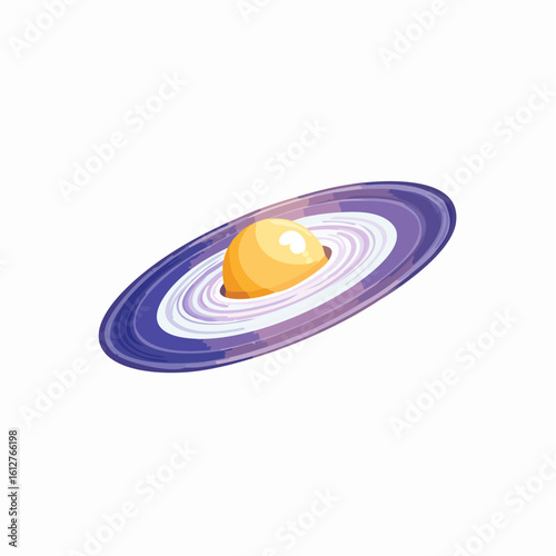 Isolated Illustration of a Fictional Planet with Rings Against a White Background Space Concept