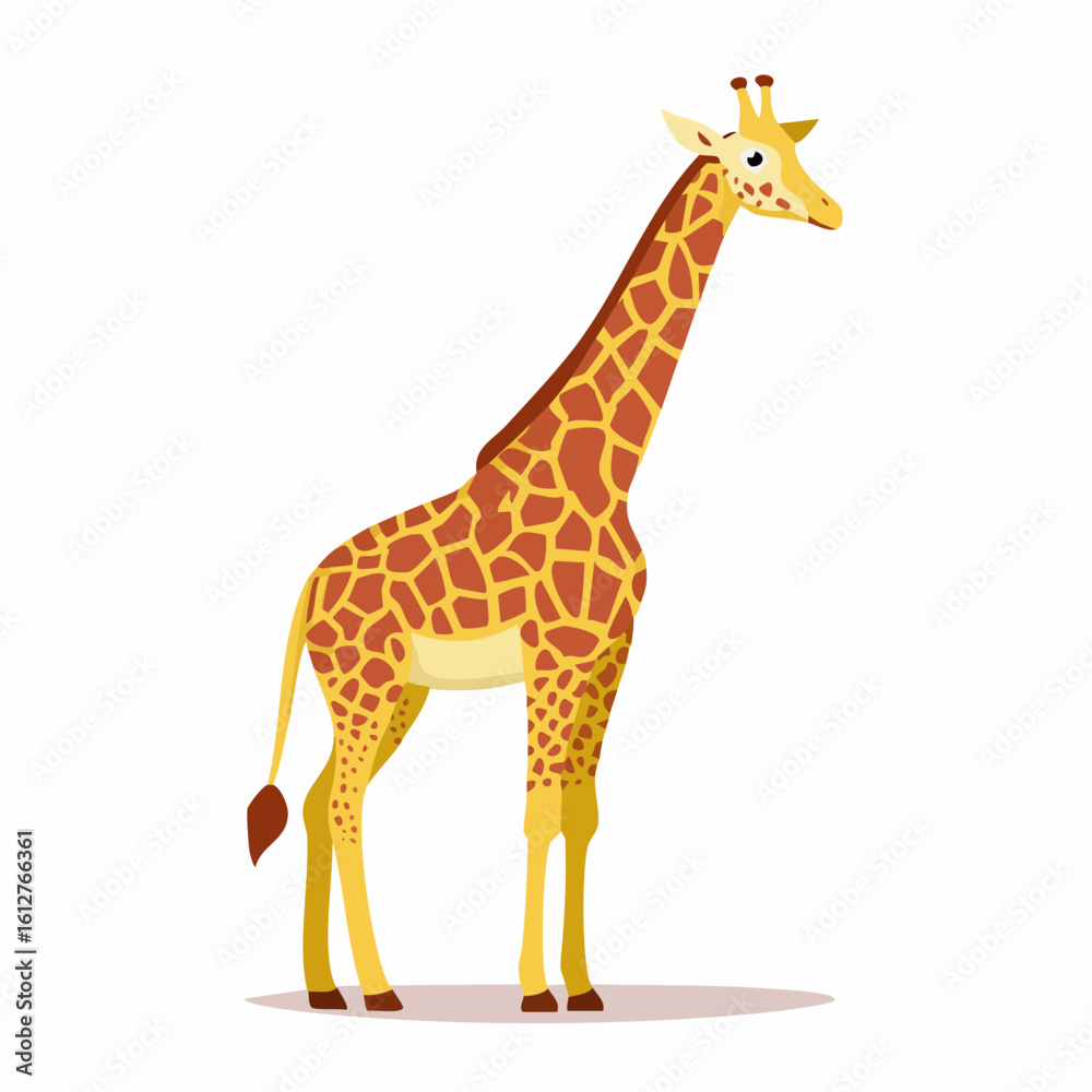 Fototapeta premium Stylized Giraffe Illustration on White Background, Perfect for Children's Education