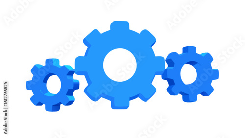 Blue gears mechanism concept for engineering process and teamwork cogwheel settings and development 3d render