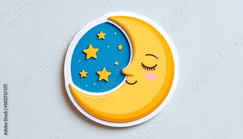 Cartoon moon, sleeping face