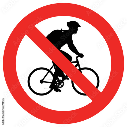 No Bicycles Allowed prohibition sign with a cyclist silhouette illustration.