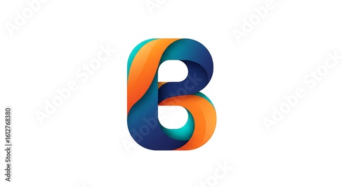 A stylized, modern logo featuring a vibrant, gradient-colored letter 