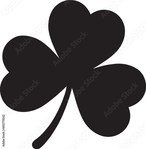 Single Silhouette of Three Leaf Shamrock a Symbol of Irish Heritage and Saint Patricks Day Holiday