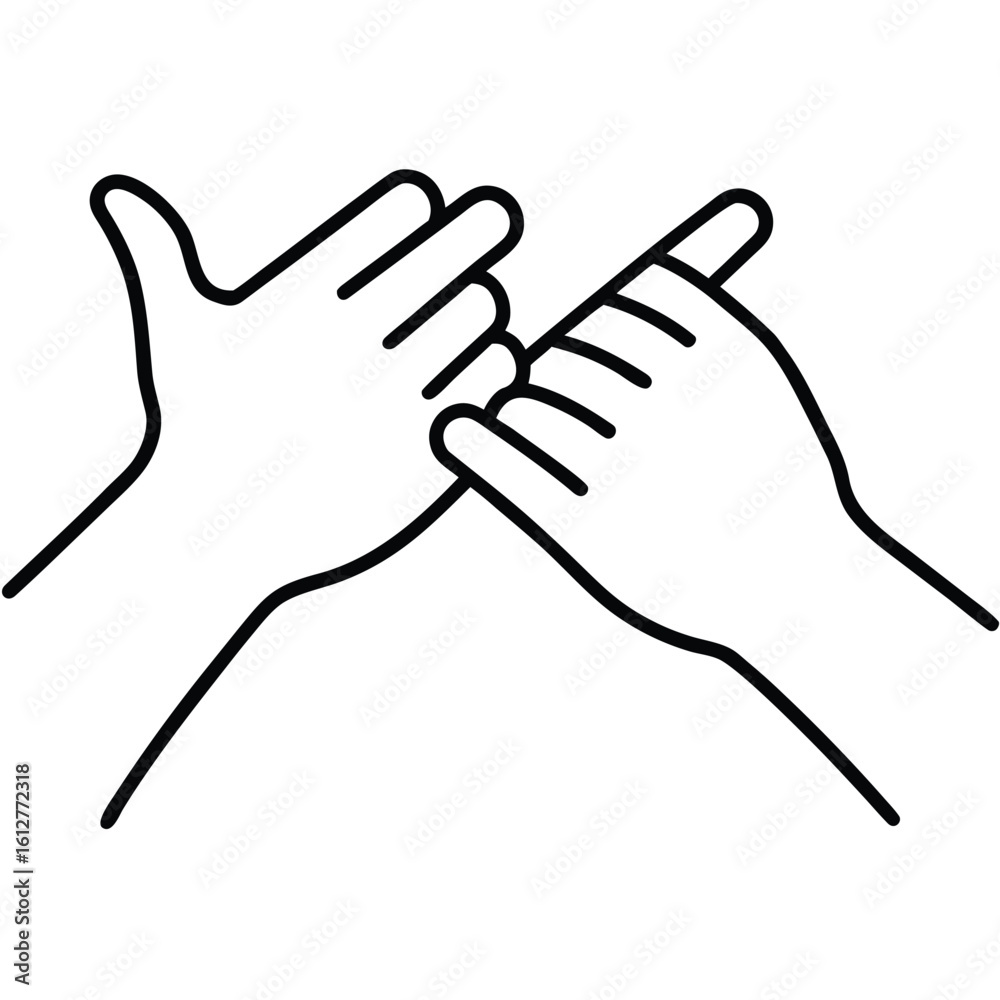 Obraz premium Two hands interlocking fingers in a gesture of promise or agreement
