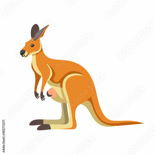 Cartoon Kangaroo Illustration: A Vibrant Depiction of Australian Wildlife in Isolated White