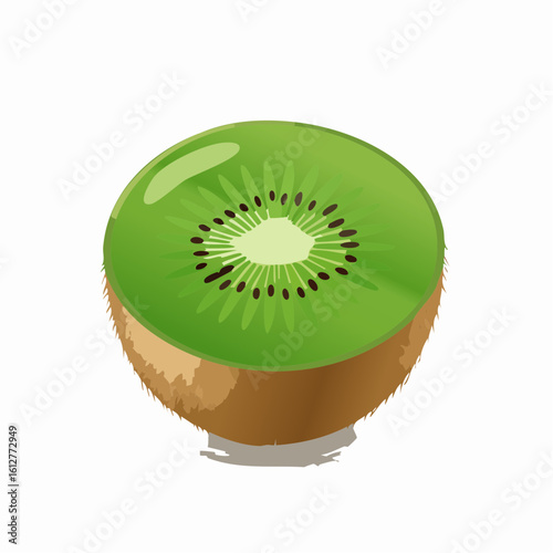 Vibrant kiwi illustration showcasing its vivid green flesh and intricate seed pattern detail