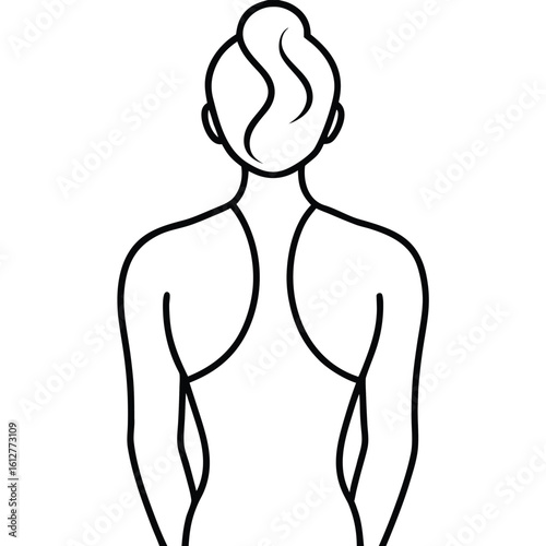 Minimalist line drawing of a woman s back and shoulders