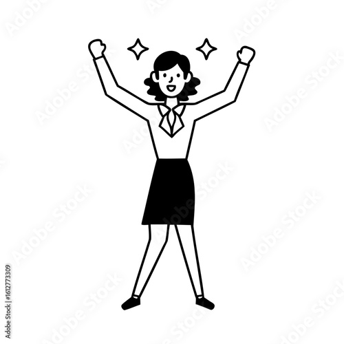 Excited woman celebrating with raised arms celebration