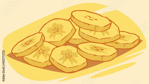 Delicious banana chips snack food illustration for healthy eating and crunchy snack time enjoyment today