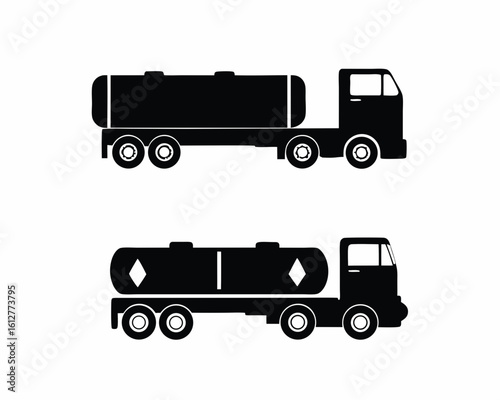 Tank truck icon vector silhouette illustration isolated on white background