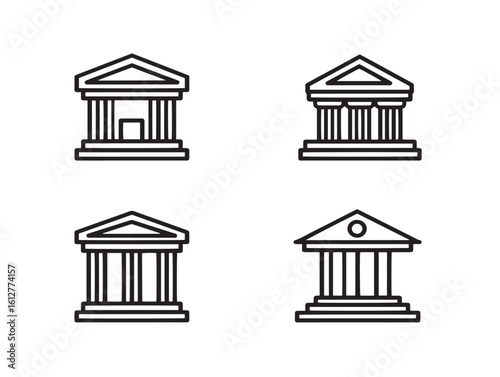 Elegant bank icon vector pack in flat design