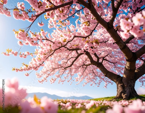Blossoming cherry tree in spring