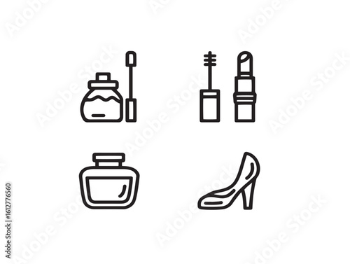 2D elegant beauty accessories in line icon pack