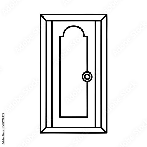 Ornate arched doorway with circular knob entrance architectural element