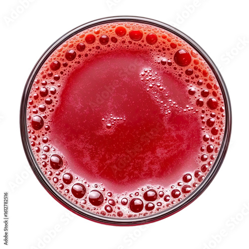Red juice top view isolated on transparent background