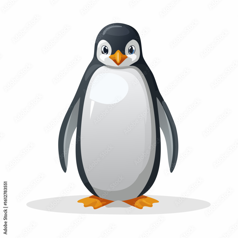 Obraz premium Adorable Cartoon Penguin Standing Isolated on White Background, Character Design